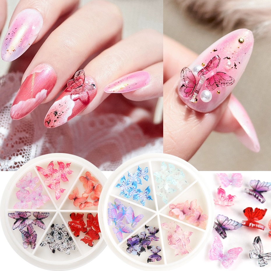 HAMA NAIL 1Box Butterfly 3D Acrylic Plastic Nail Art Decoration