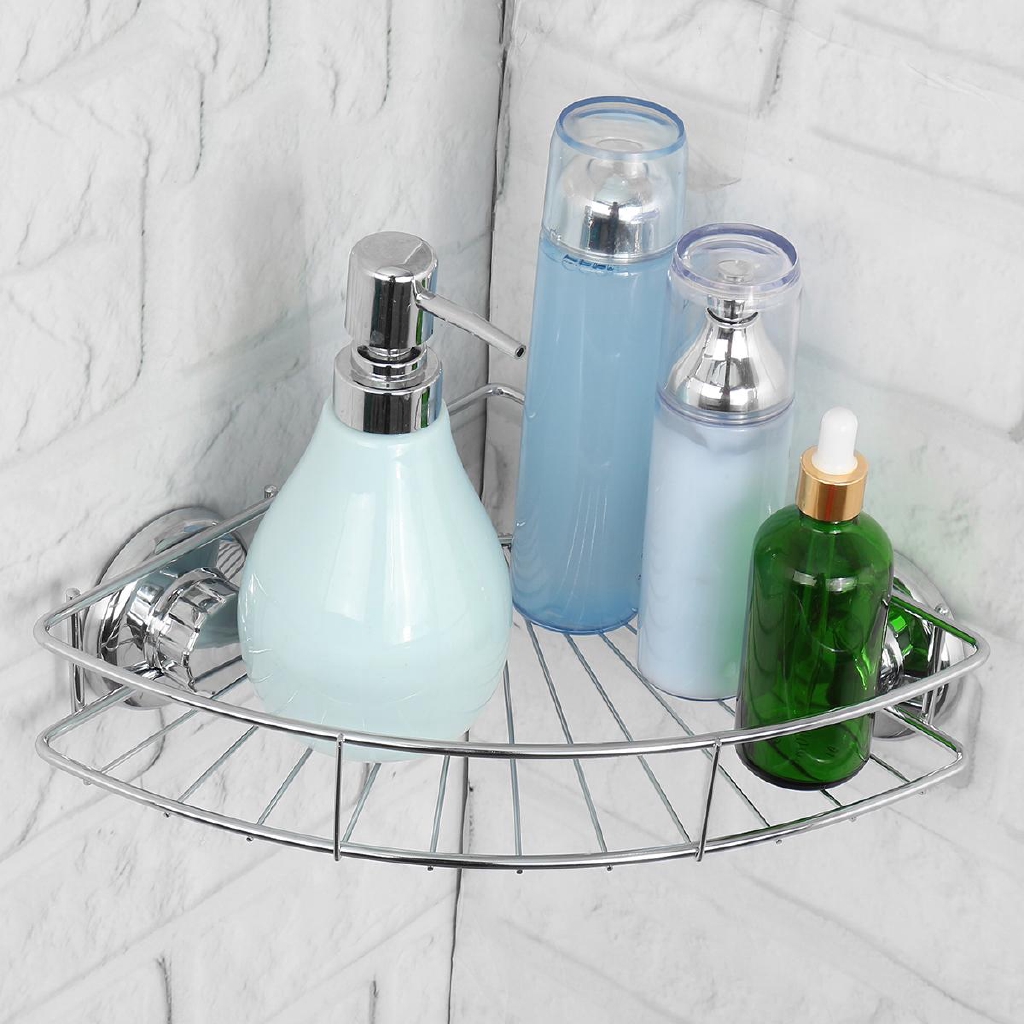 Stainless Steel Organizer Bathroom Caddy Shower Suction Corner Shelf