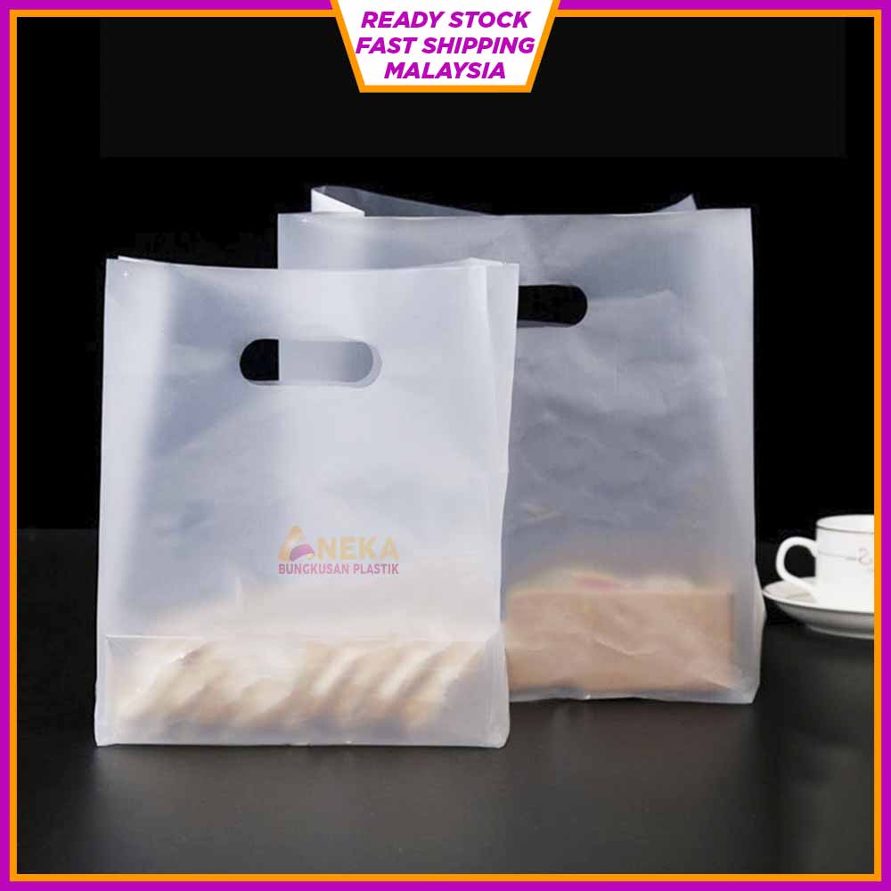 50pcs Matte Transparent Diecut Handle Plastic Bag / Box Plastic Bag