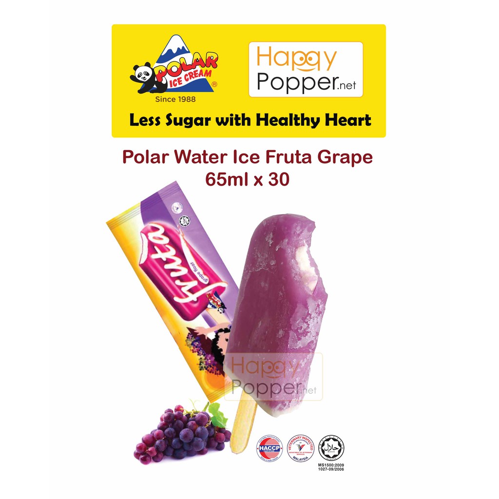 Happypopper Polar Ice Cream Water Ice & Milk Stick Fruta Grape Coating
