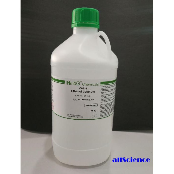 Ethanol / Ethyl Alcohol Absolute Denatured 99 2.5L HmbG Shopee Malaysia