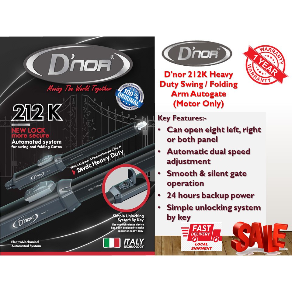 Dnor Autogate D'nor 212k 24VDC Heavy Duty Swing and Folding Arm