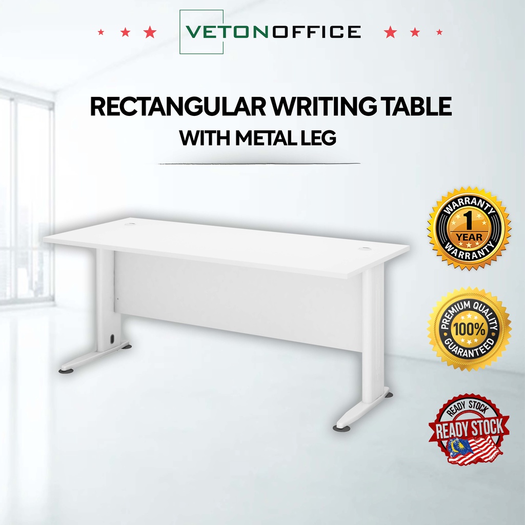 Veton Office l Rectangular Writing Table with Metal Leg Office Table