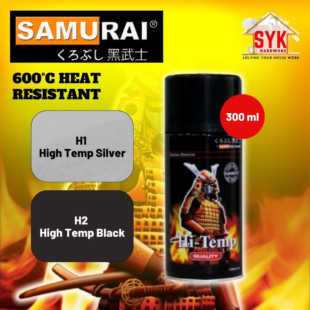 SYK Samurai High Temperature Spray Paint Heat Resistant Silver/Black Hi