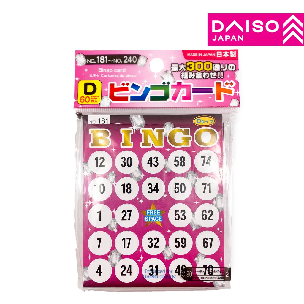 DAISO Bingo Card ( No. 181 no . 240 ) ( D ) Shopee Malaysia