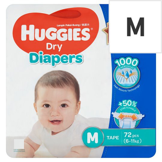 Huggies Dry Diapers Tape M 611kg 72pcs Shopee Malaysia