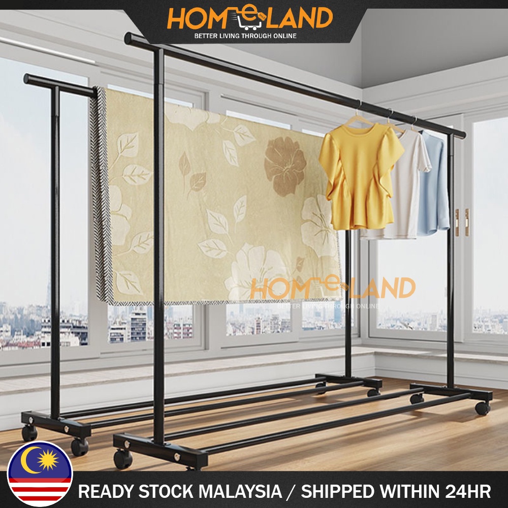 HOMELAND 150cm Extra Large Cloth Garment Hanging Organizer Rack Clothes Rack with Wheel Rak