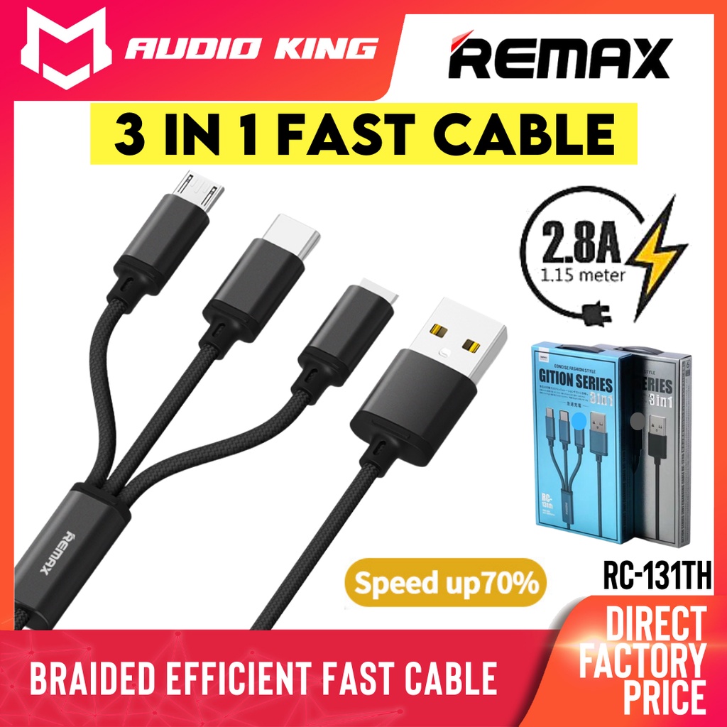 REMAX Cable USB Cable Android Fast Charging Cable 3 In 1 Cable Remax