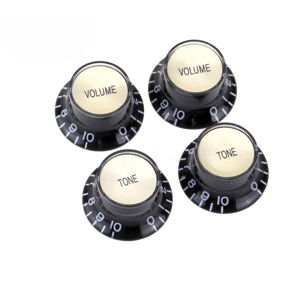 Musiclily Pro Metric Size Guitar Reflector Knobs Top Hat Bell 2 Volume 2 Tone Knobs Set for