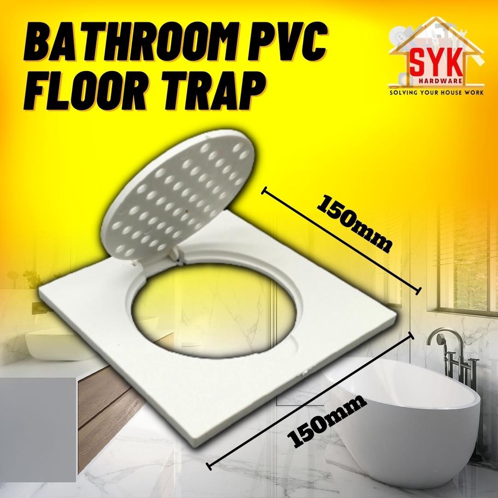SYK PVC Plastic Bathroom Floor Trap Cover White 6 Inch Floor Drain Hole Cover Floor Granting