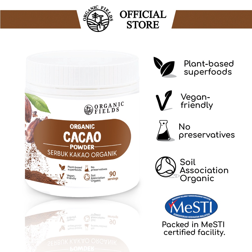 ORGANIC FIELDS Organic Cacao Powder (180g) Superfood Polyphenol No Sugar Shopee Malaysia