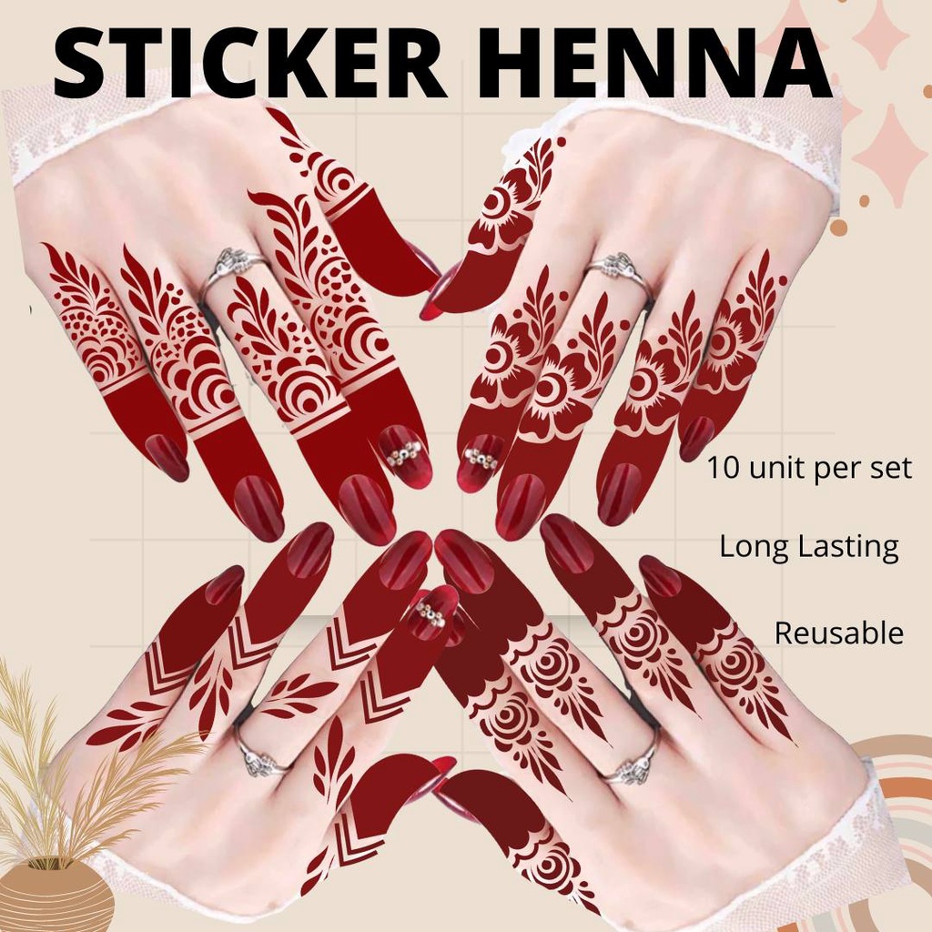STICKER INAI CORAK JARI EXCLUSIVE 10 JARI/STICKER HENNA EXCLUSIVE