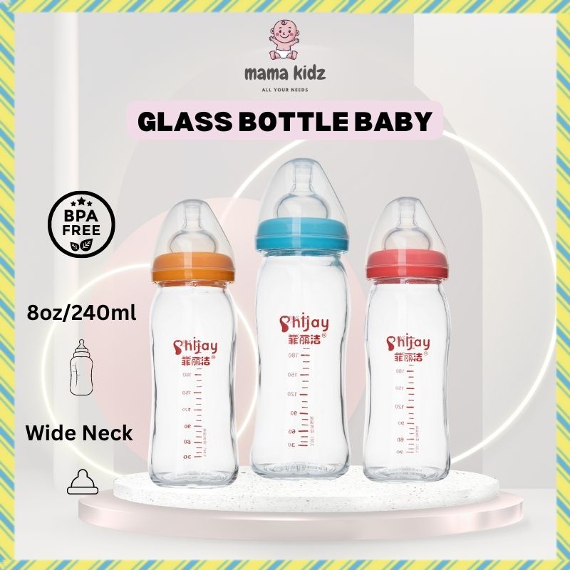 MAMAKIDZ Wide Neck Bottle Glass Bottle Baby 240ml Botol Susu Wide Neck