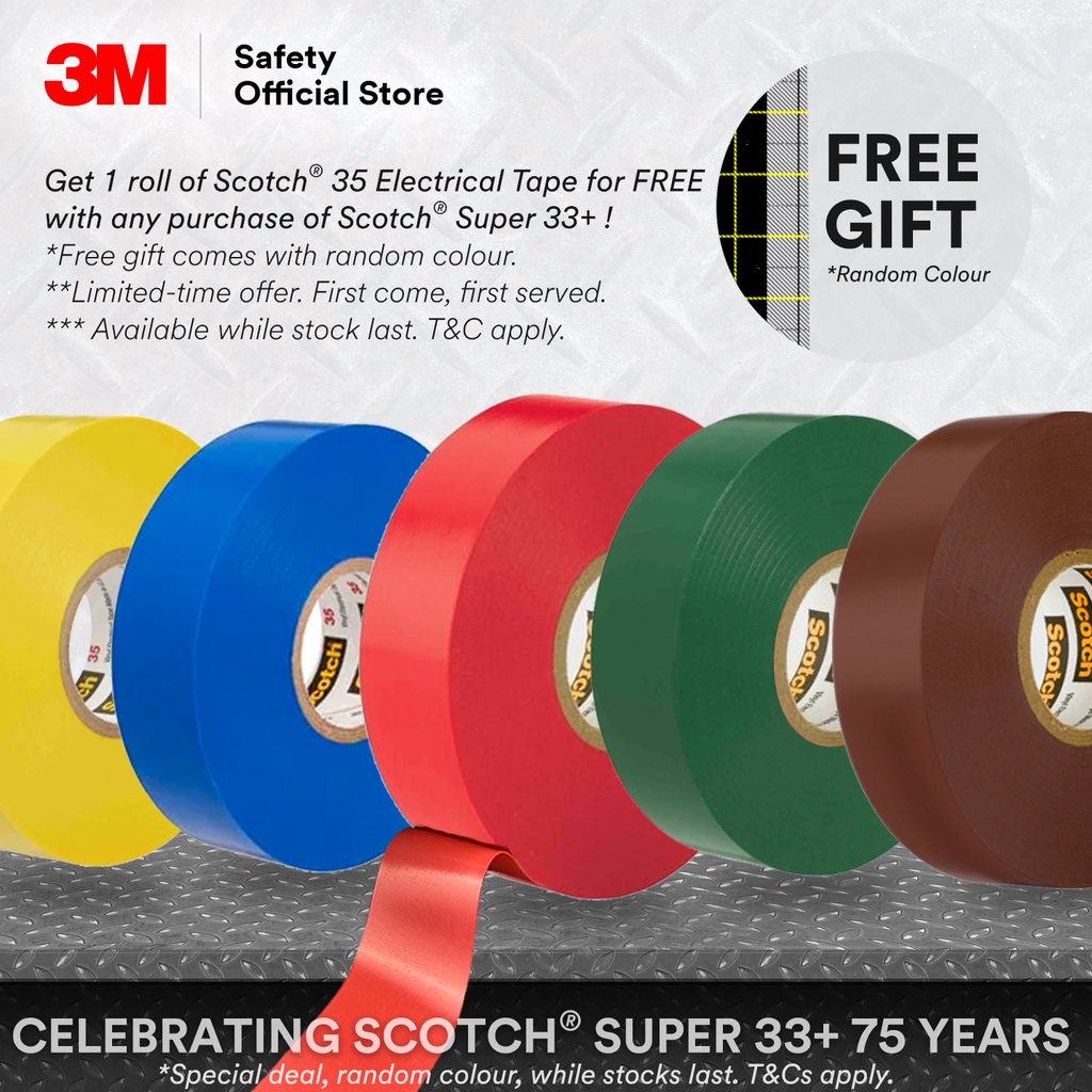 [FREE GIFT] 3M Scotch 35 Vinyl Electrical Tape Random Colour [1 roll