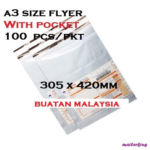 100 pcs A3 Size Flyer/Courier/Packaging Bag With Pocket Shopee Malaysia