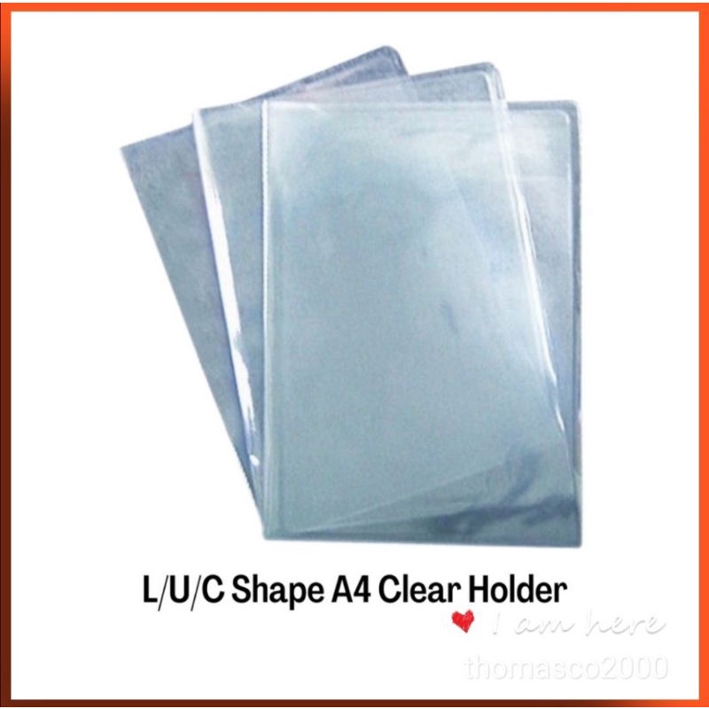 A4 L / C / U Shape Plastic Transparent Holder, PVC Clear Folder, File