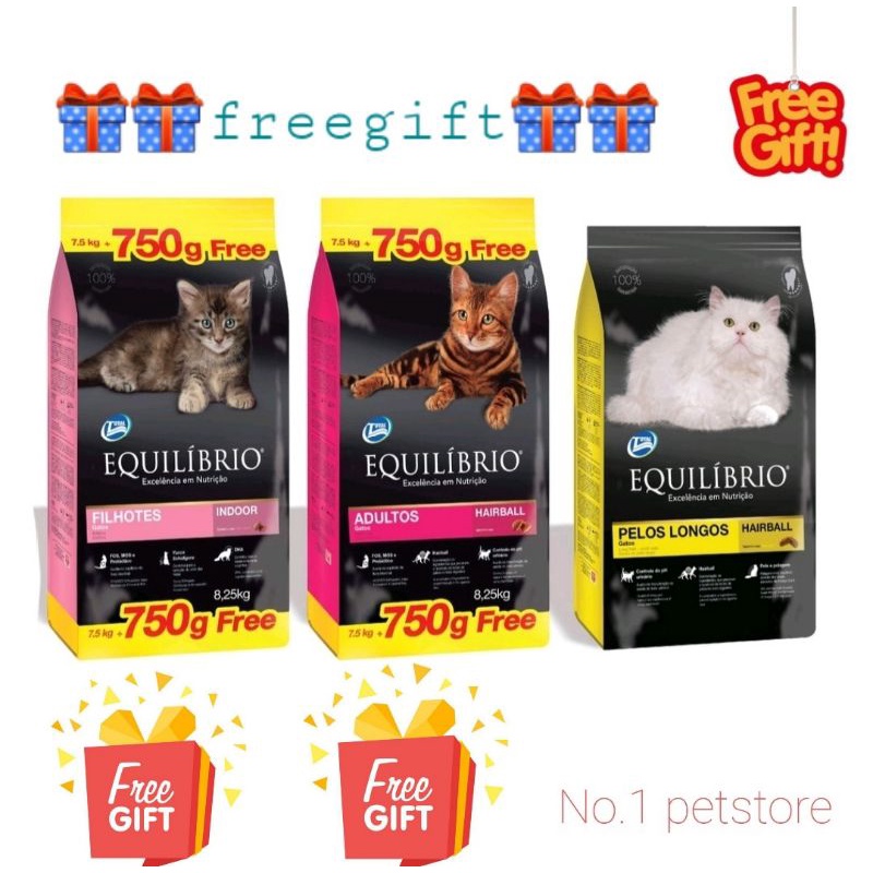 Equilibrio cat food 7.5kg / Adult / Kitten / Longhair makanan kucing