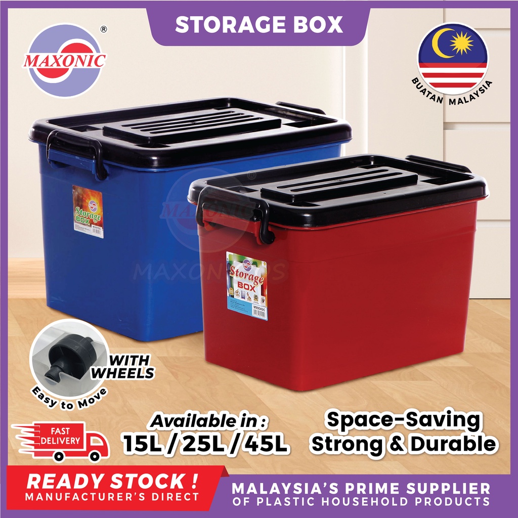 MAXONIC 15/25/45L STORAGE BOX WITH WHEELS KOTAK SIMPANAN RODA