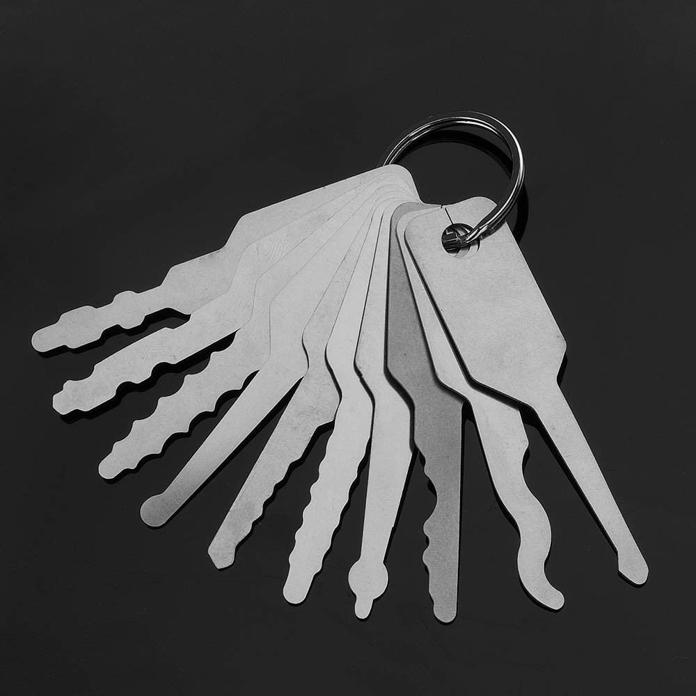 10pcs Jiggler Key Lock Pick Double Sided Lock Car Padlock Keys Opener Tools Set Shopee Malaysia