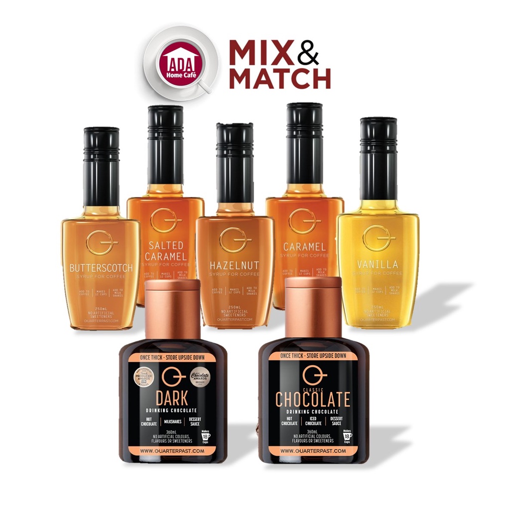 Quarterpast Mix & Match Coffee Chocolate Syrup Caramel Butterscotch
