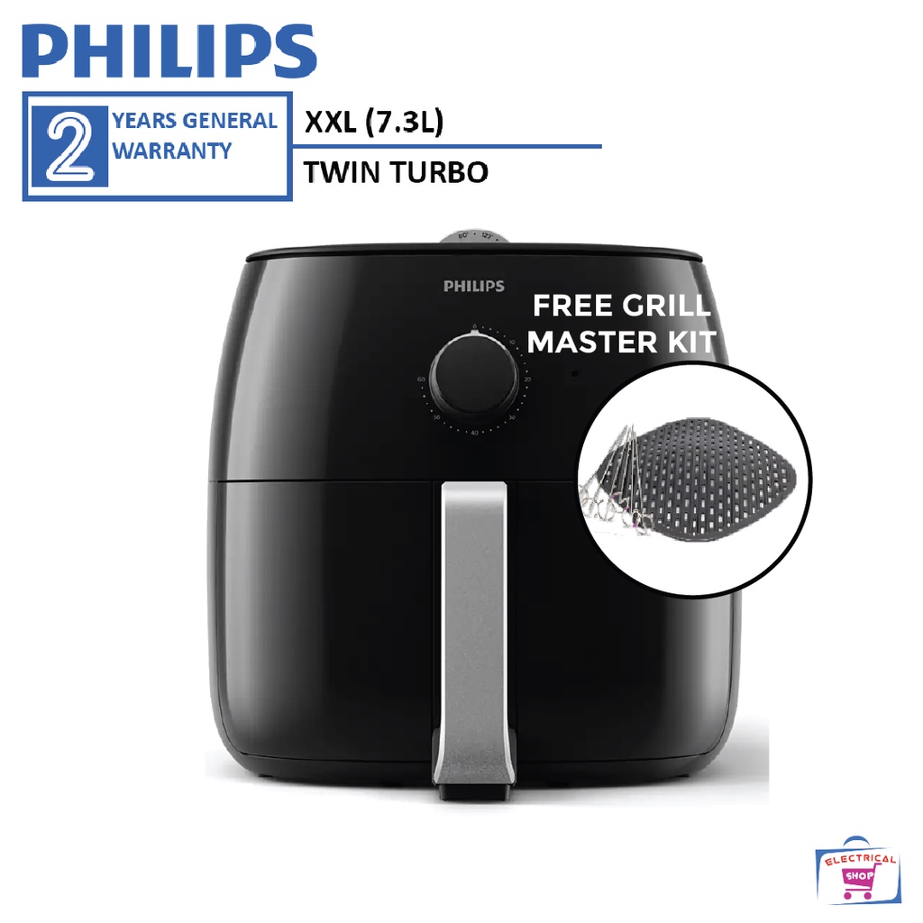 Philips XXL Air Fryer Twin Turbo (7.3L ) HD9630 [Free Grill Master