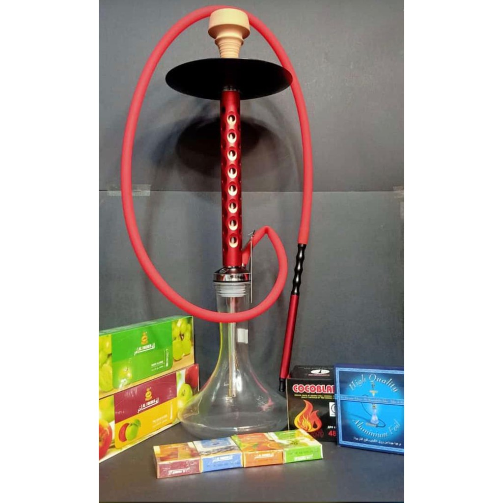 Hookah Shisha Nargile Smoking Water Pipe With LED Light Box full