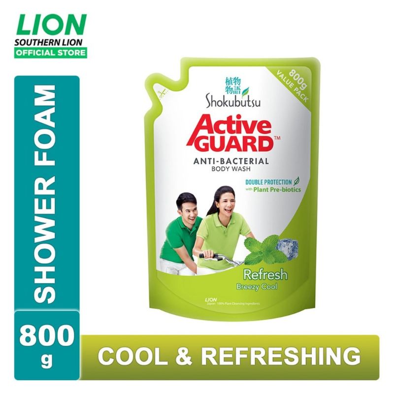 Shokubutsu Active Guard Body Wash Refill Pack Cool & Refreshing (800g