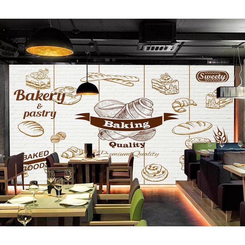 Custom size mural wallpaper bakery cake shop background wall tooling