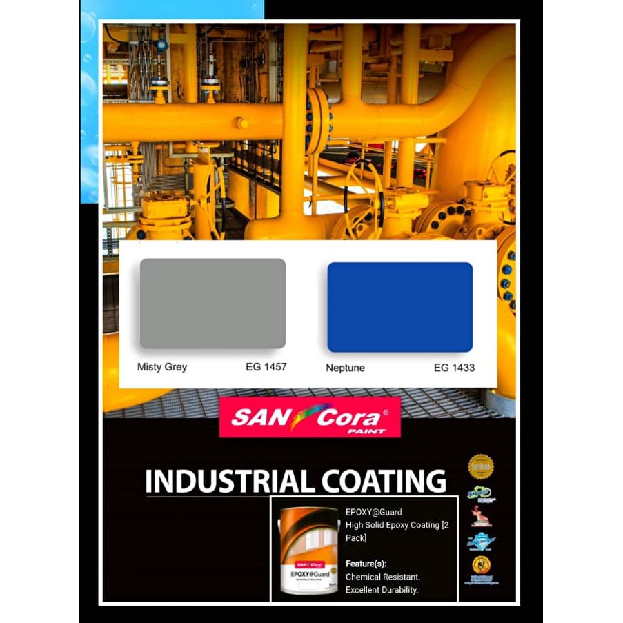 5 Liter SANCORA Chemical Resistant Concrete Floor,Steel,Galvanized Epoxy Guard Paint (2 Packs