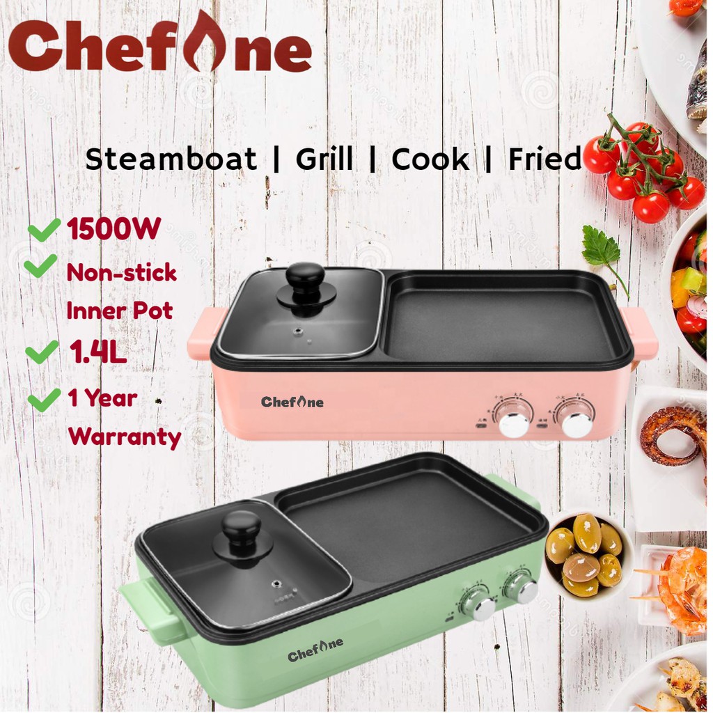 ChefOne Electric Hot Pot & Hot Plate 2 in 1 UFMEC2021 Green Pink