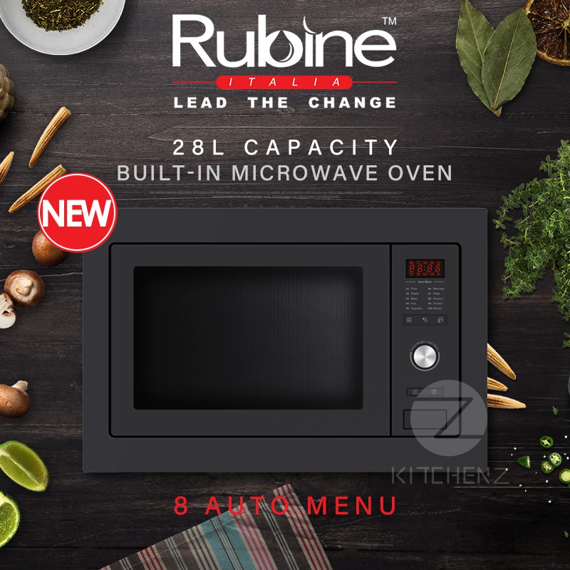 Rubine RMOOREO28BL Builtin Microwave Oven with Grill Function 28L