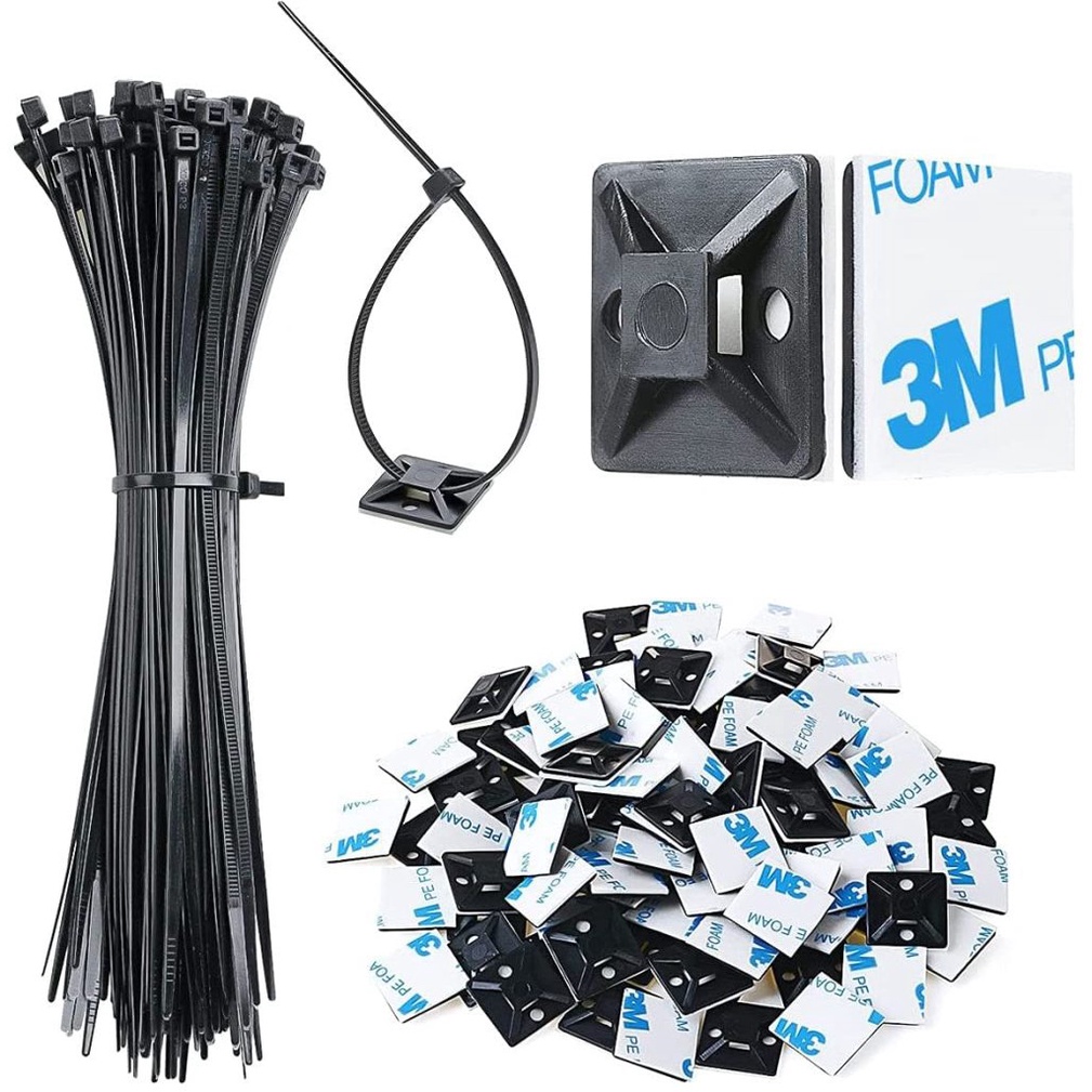 Strong Cable Zip Ties with Zip Tie Mounts, 10 PCS Heavy Duty Wire Ties