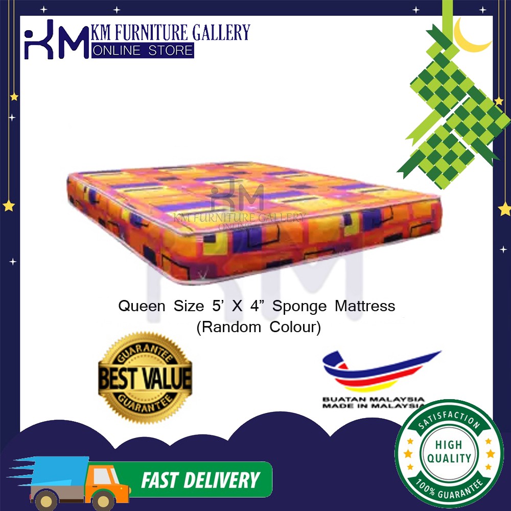 KM Furniture 5'X4" Queen Sponge Mattress/ Tilam Queen Size (Random