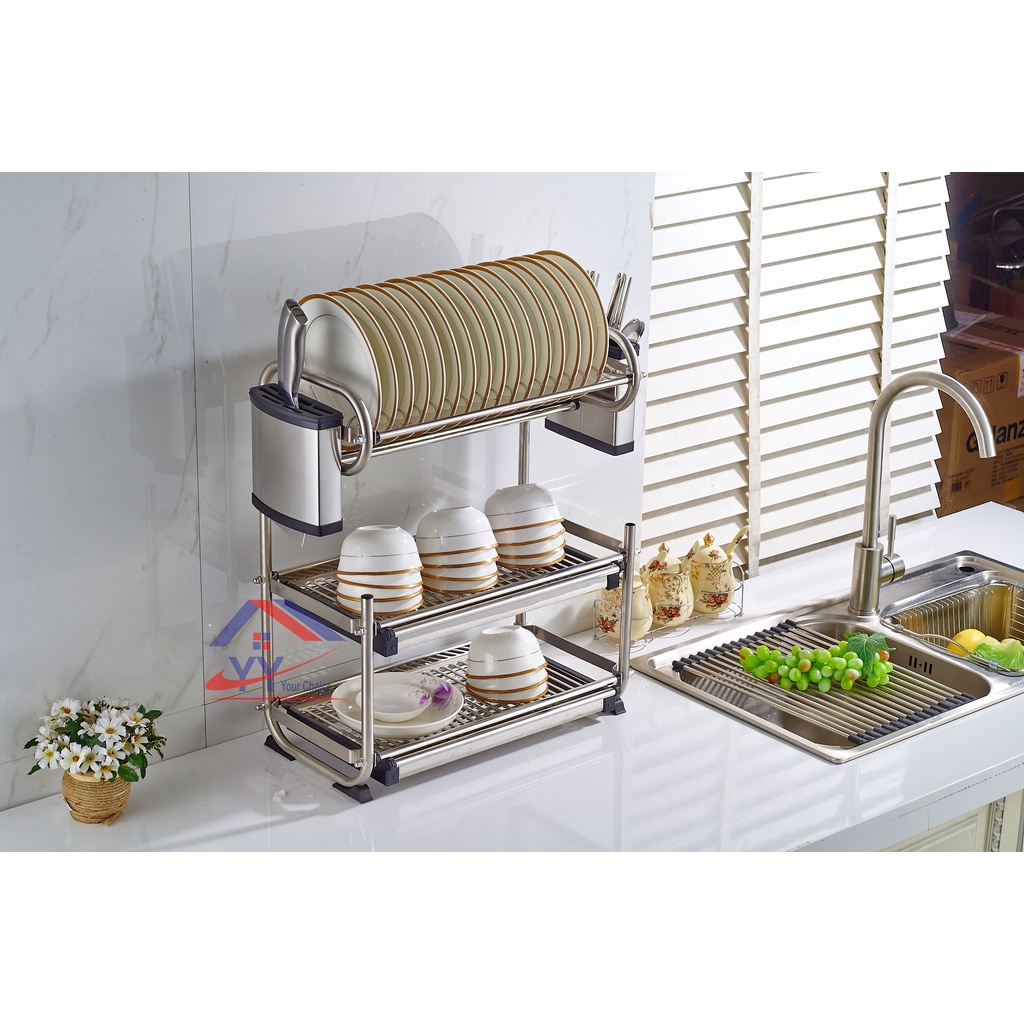 SUS304 High Quality Stainless Steel 3 Tier Dish Rack / Wall Type Multi