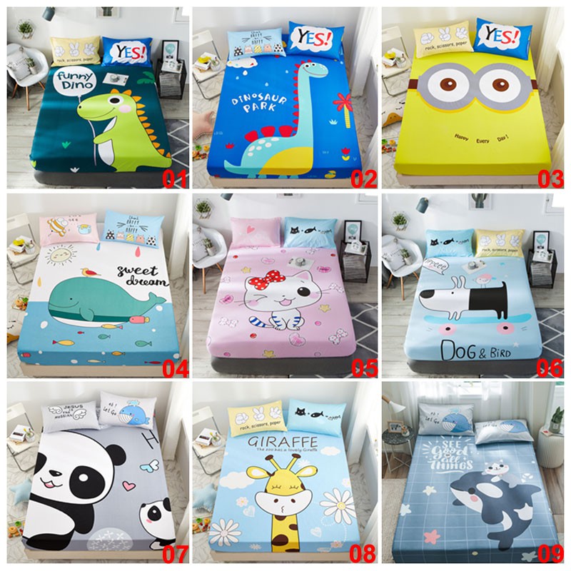 Cotton Bedsheet Fitted Cadar Katil Queen King Size Super Single Size