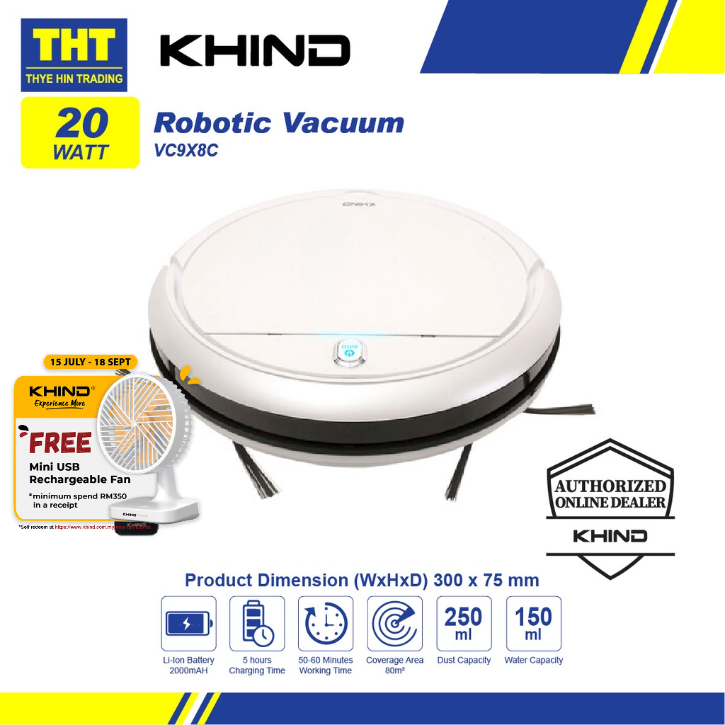 Khind Wet & Dry Robotic Vacuum VC9X8C(NEW) Shopee Malaysia