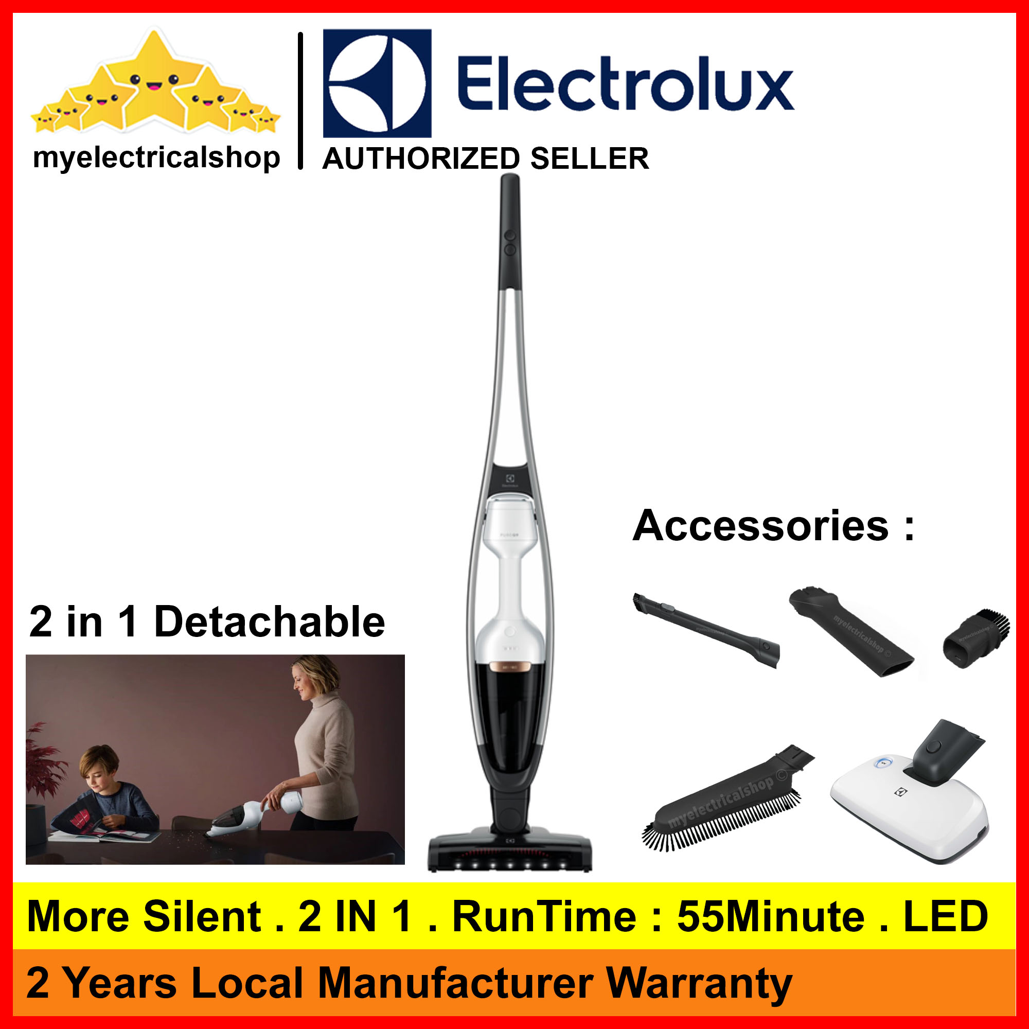 Electrolux PureQ9 ALLERGY 2 in 1 Cordless Vacuum Cleaner PQ913BW Pure