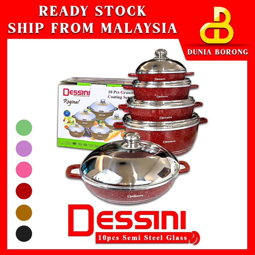 [READY STOCK] 10 Dessini Italy Cookware [Semi Steel Glass] Shopee
