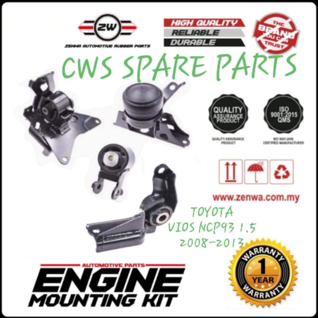 TOYOTA VIOS NCP93 1.5 20082013 ENGINE MOUNTING KIT SET (1SET 4PC)1YEAR