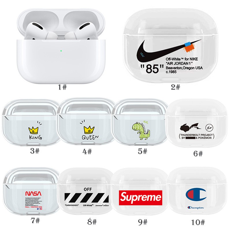 Airpods Pro 3 Case Designer PC Clear Hard Cover Off White Nike Superme