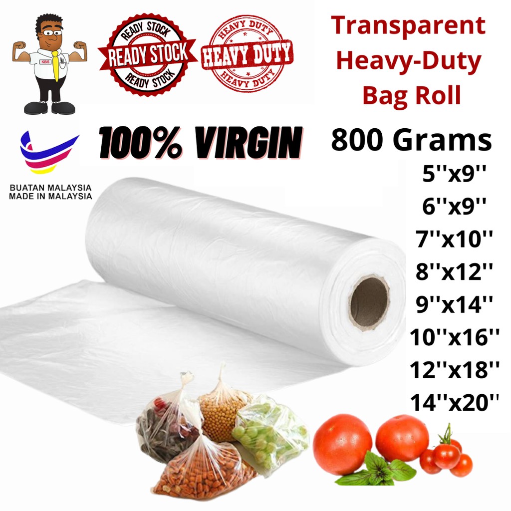 [Ready Stock] 800 grams 100 Virgin Transparent Plastic Bag Roll/Beg