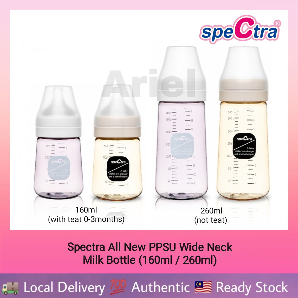 [READY STOCK] Spectra All New PPSU Wide Neck Baby Bottle with Teat S (0
