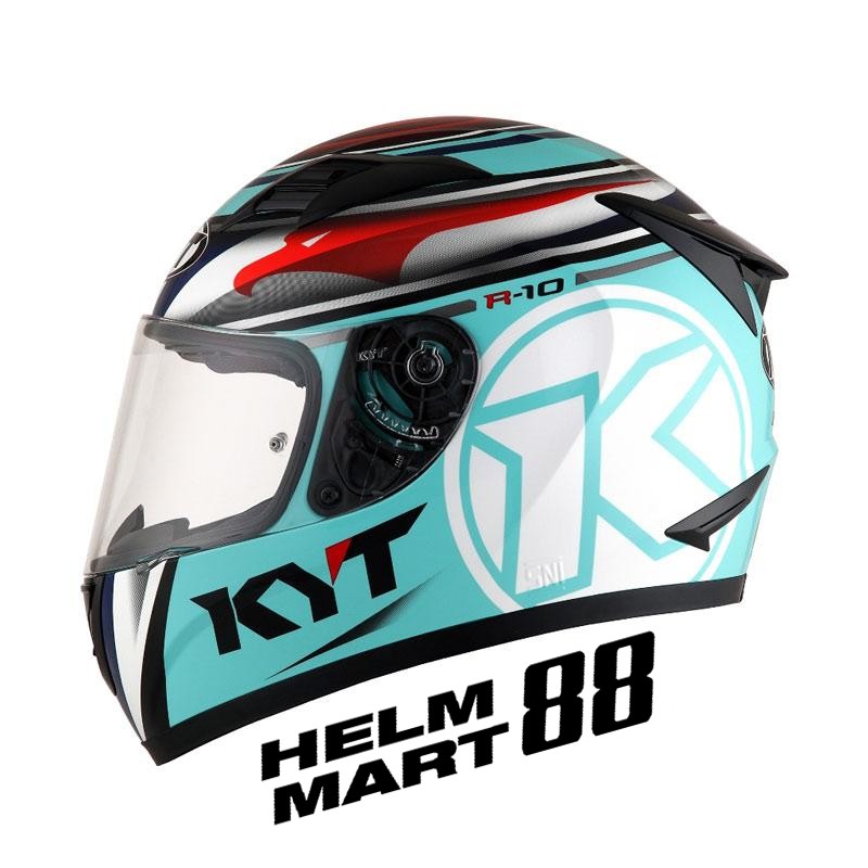 Kyt R10 Aqua Blue Full Face Helmet KYT R10 Superfluo R10 1st Helmet (2KG) Shopee Malaysia