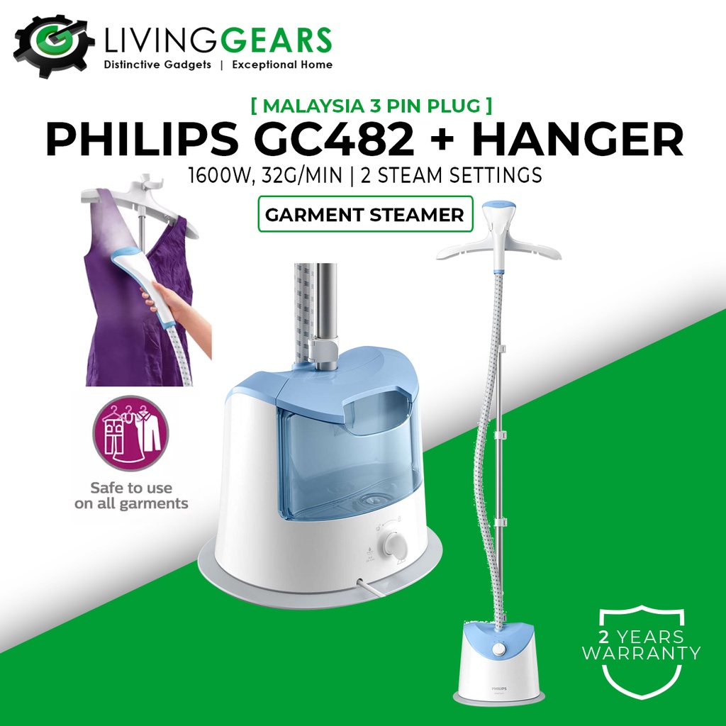 PHILIPS GC482 + HANGER Easy Touch Stand Garment Clothes Steamer (1600W