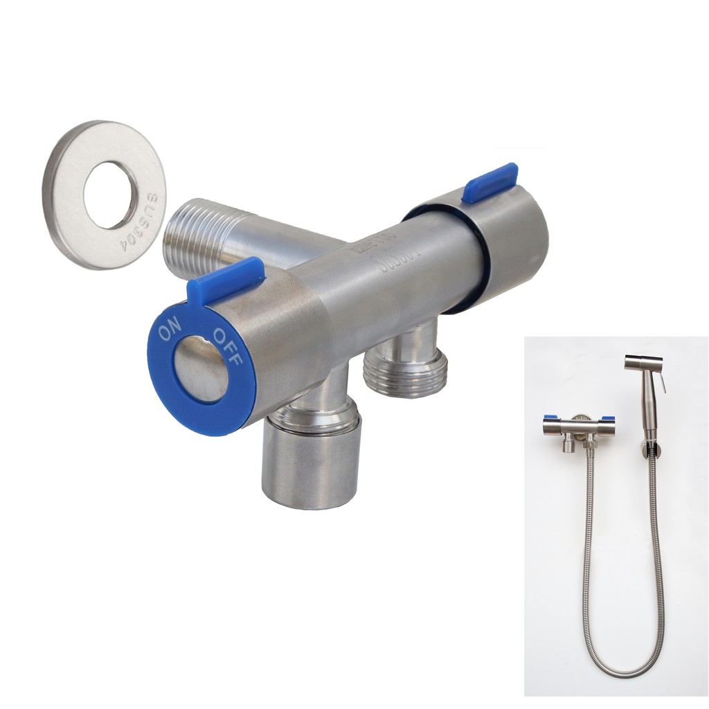 Emetto Stainless Steel Double Angle Valve Two Ways Bathroom Water