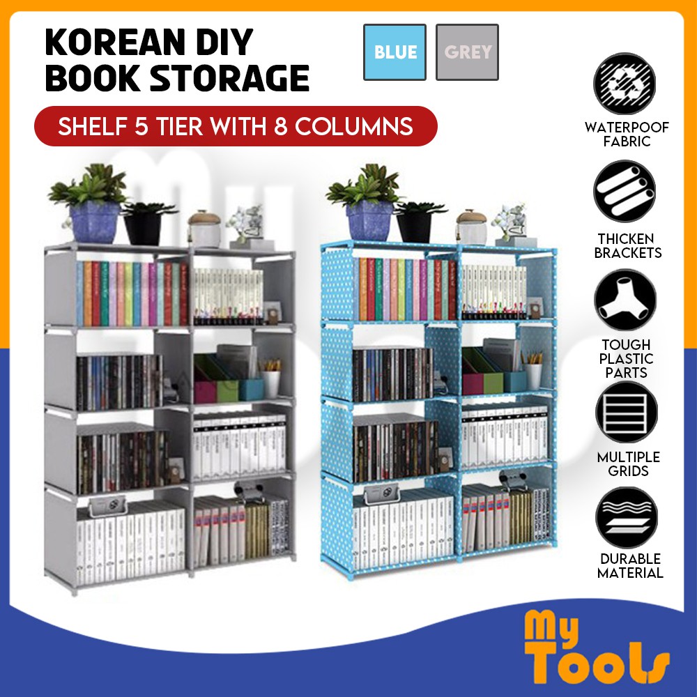 Korean DIY Book Storage 5 Tier with 8 Columns Bookcase Book Shelf