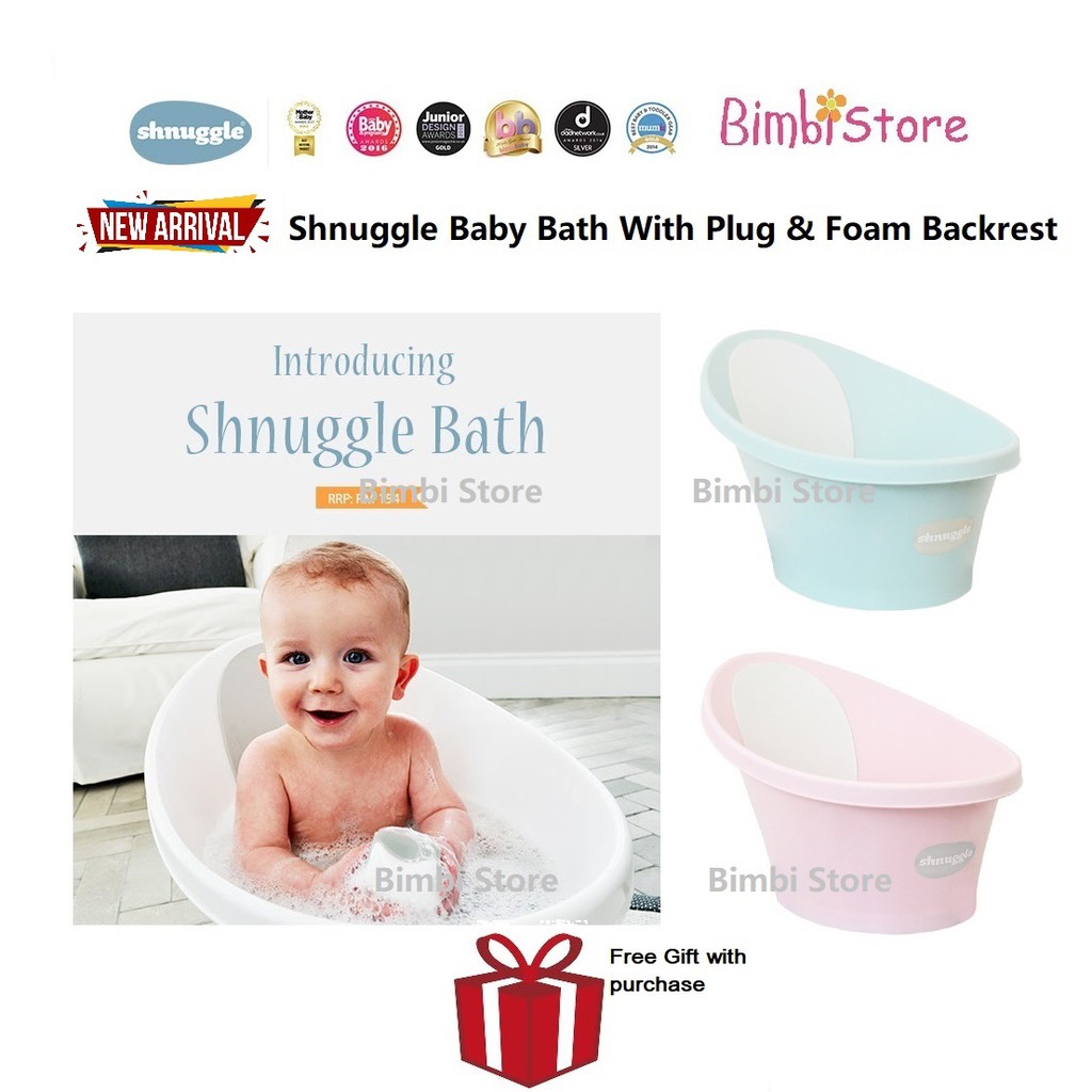Shnuggle Baby Bath Tub With Plug & Foam Backrest NEW Shopee Malaysia