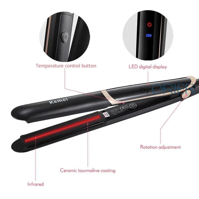 Original Kemei KM2219 Hair Straightener With Temperature Settings Shopee Malaysia