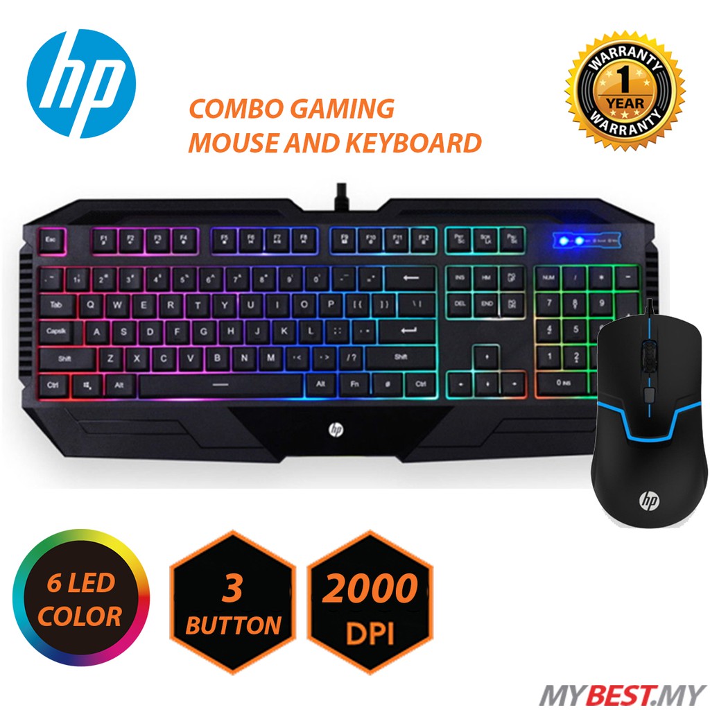 HP GK1100 Gaming Gear Combo Keyboard + Mouse 6 Color LED