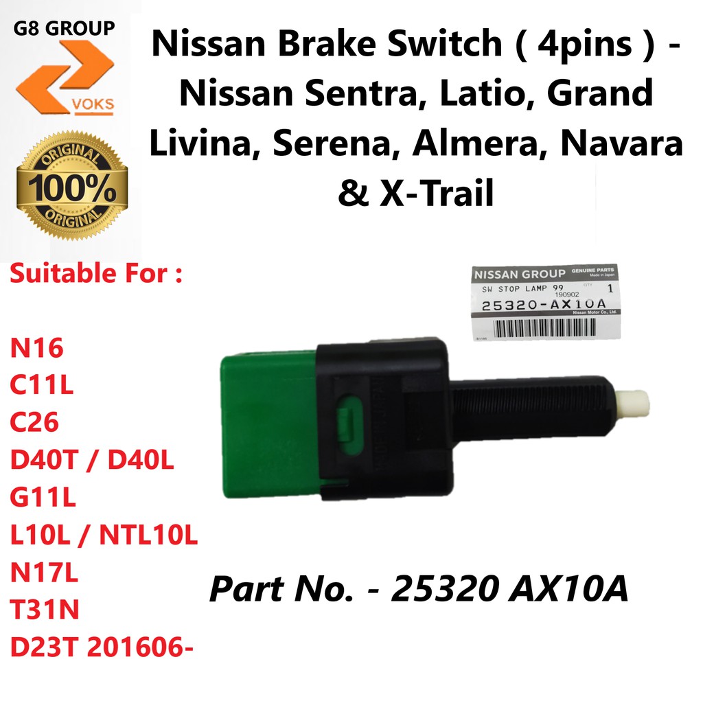 Nissan Brake Switch ( 4pins ) Nissan Sentra, Serena, Latio, Grand Livina, XTrail, Navara